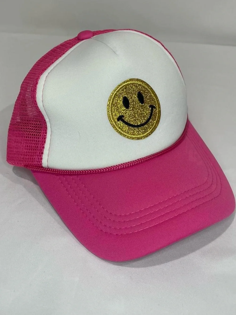 Pink and White Smiley Trucker Hat